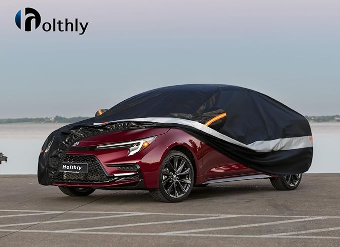 10 Layers Car Cover Custom Fit for Toyota Corolla Sedan (1996-2024) Waterproof All Weather for Automobiles, Outdoor Full Cover Sun UV Rain Protection.Black