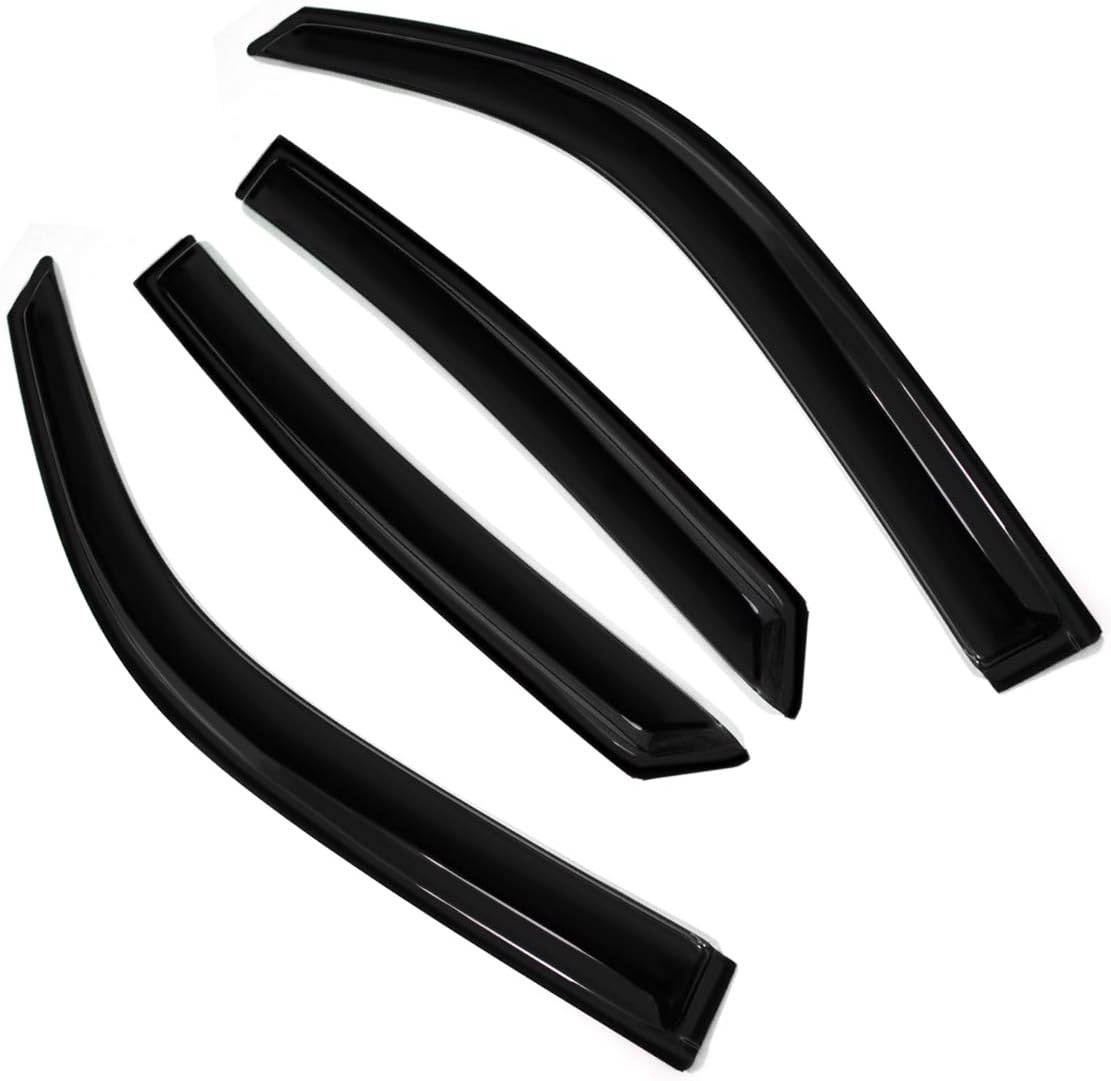 4pc Sun Rain Guards Window Visor Wind Deflector Compatible with Toyota Prius XW20 06-09 Dark Smoke 94963