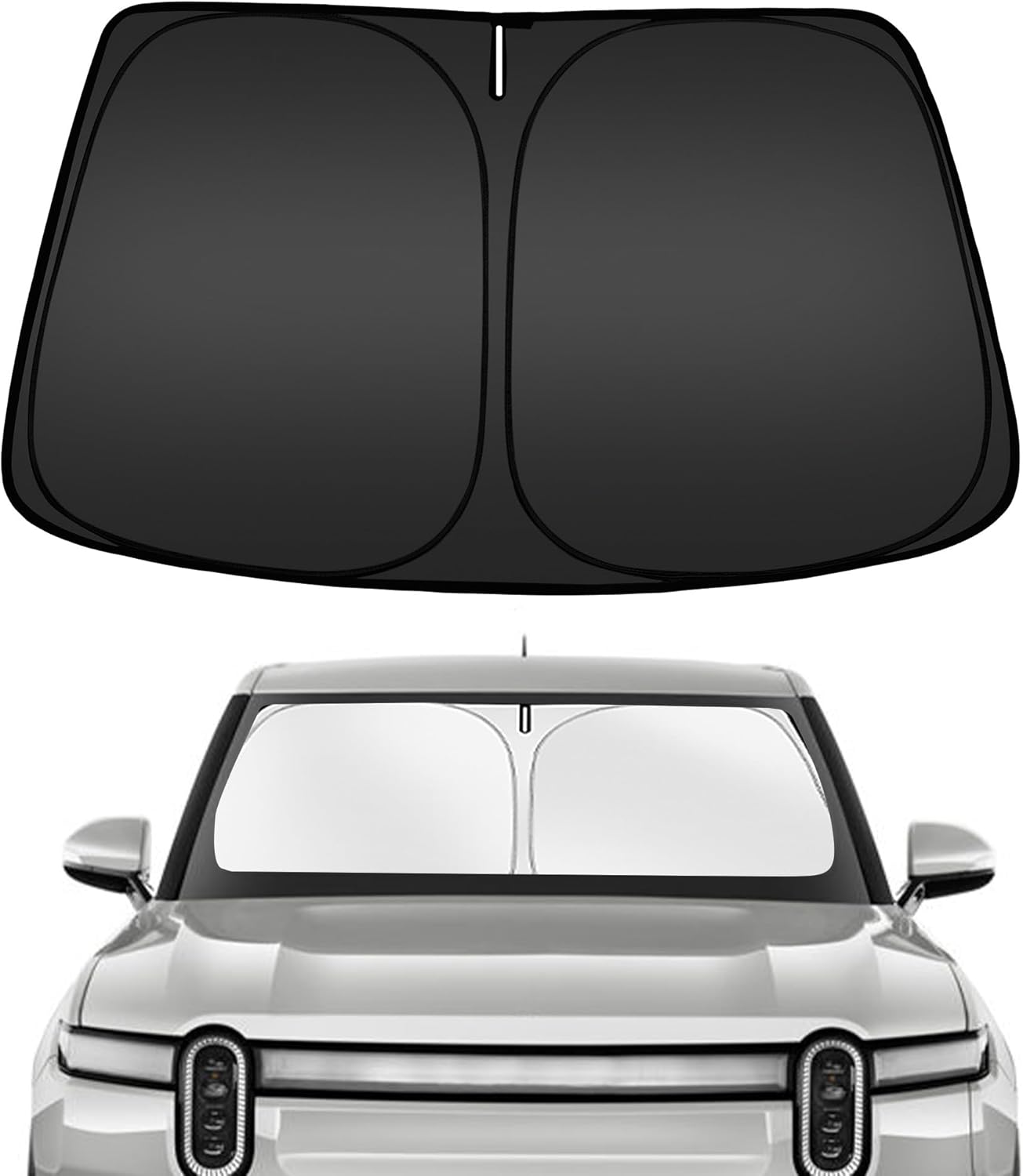 ARISMOTOR Windshield Sun Shade for Rivian R1T 2022-2025, Custom Fit Foldable Front Window Sunshade Sun Visor Protector, Block UV Rays Keep Your Car Cooler