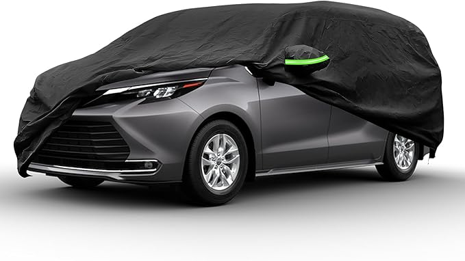 Proadsy 2025 Upgrade Car Cover for Toyota Sienna 2020-2024 2025, Waterproof All Weather for Automobiles, Windproof Snowproof Rain Hail Sun UV Protection Full Outdoor Indoor Exterior Car Covers, Black