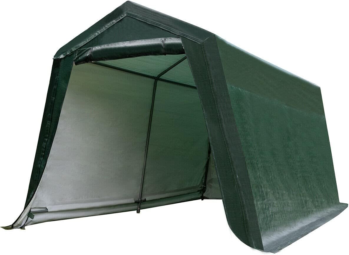 ERGOMASTER 10 Ft x 10 Ft Outdoor Carport Patio Storage Shelter Metal Frame and Waterproof Ripstop Cover for Motorcycle and ATV Car