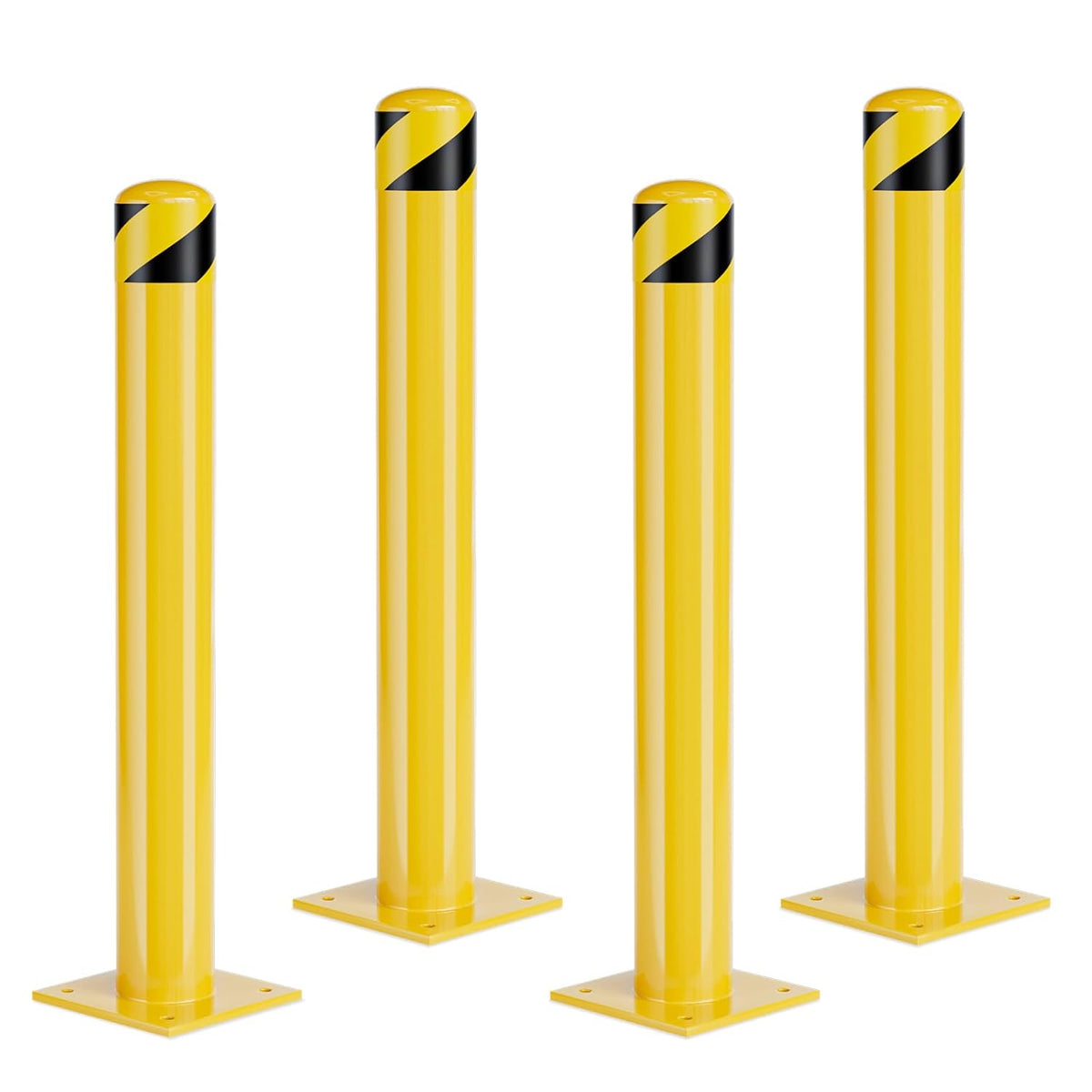 Parking Bollard Post, Bollards Steel 36 inch, 4.5 Inch Diameter Bollard Covers, Yellow Powder Coated Safety Parking Barrier Post, for Traffic Sensitive Areas (36inch 4Pack)