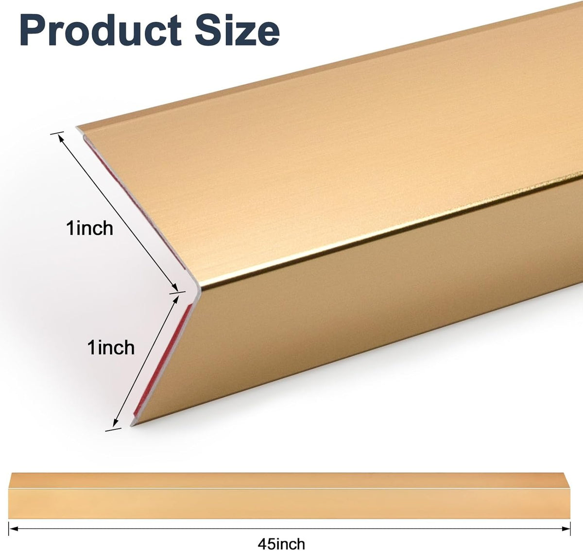 4PCS 45" Aluminum Metal Corner Protectors, Self Adhesive Corner Guards, Metal Wall Edge Protector Strip, Furniture Corner Protectors, Wall Cabinet Baseboard Decoration 45" x 1" (Copper Gold)