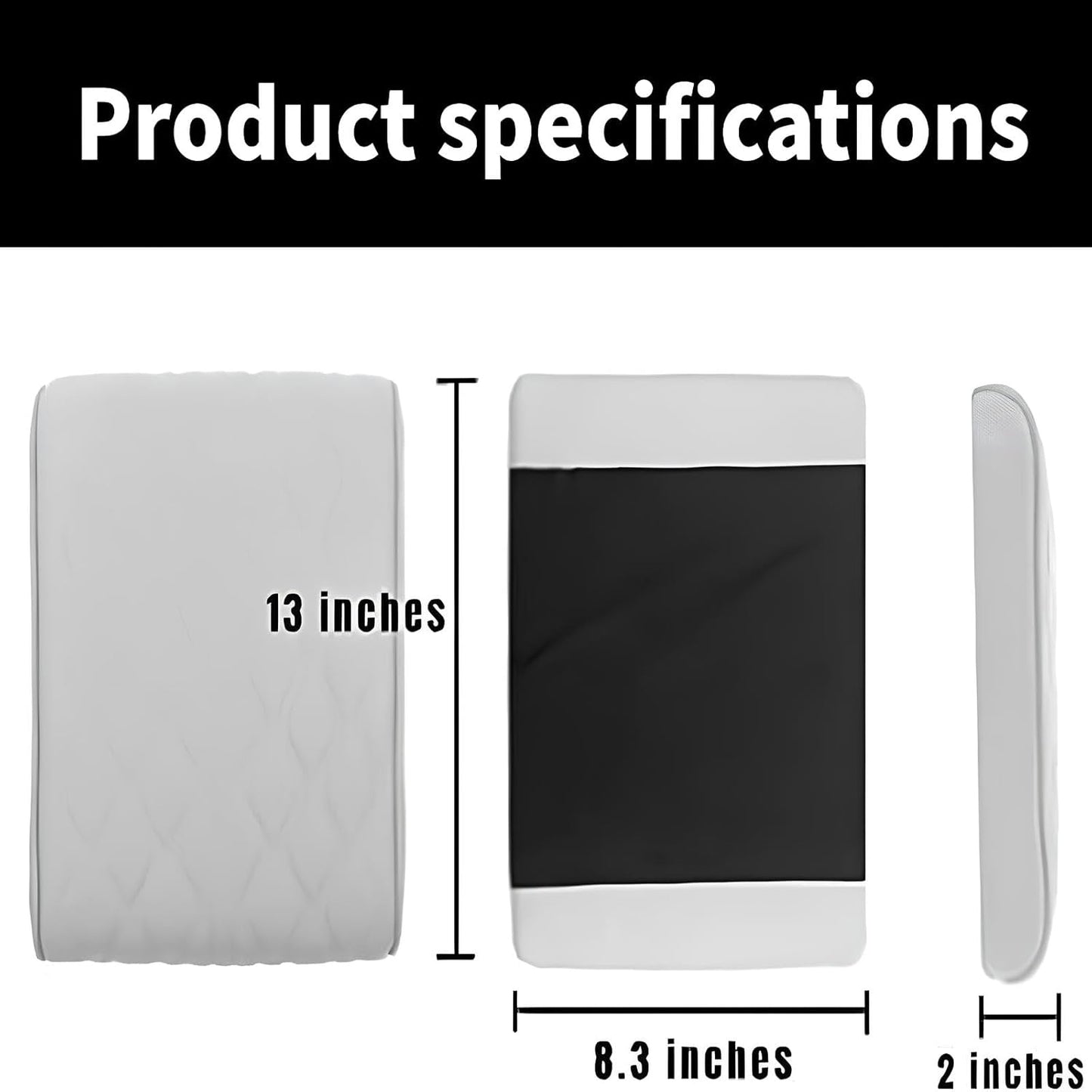 Leather Car Armrest Box Mat - 2023 New Waterproof Car Center Console Cover Mat, Universal Armrest Mat, Leather Car Armrest Cover for SUV/Truck/Vehicle (B-Black)