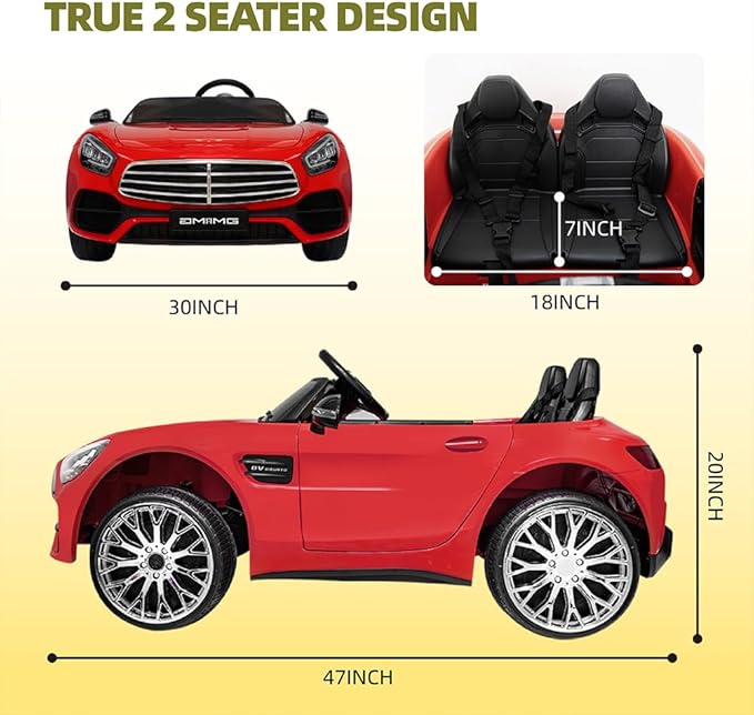 12V Ride On Car for Kids, Electric Car with Remote Control, Bluetooth Music Player for 3-8 Year Old, Red