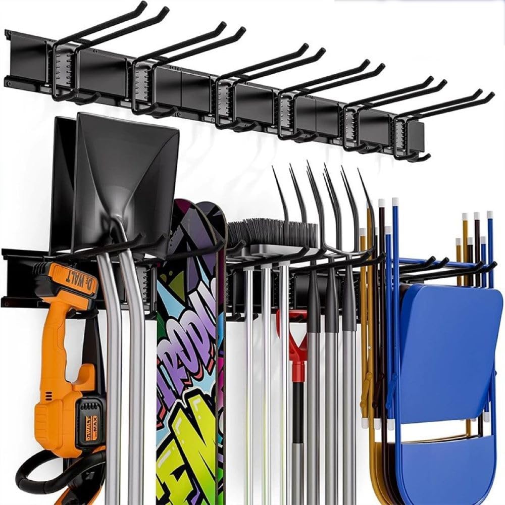 Garage Wall Organizers,Tool Hangers for Garage,Garden Tool Rack Wall Mount,Yard Tool Organizer for Garage,Garage Wall Mount(3 Boards 6 Double Layer Heavy Hooks)