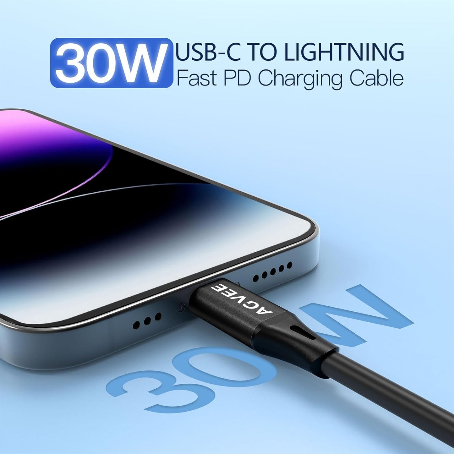 AGVEE 5ft Coiled Short USB-C to Lightning Charging Cable [MFI Certified] 30W PD Fast Charger Cord in Car for iPhone 14/13/12/11/XS/8/7/6/5 CarPlay, iPad, iPod, Black