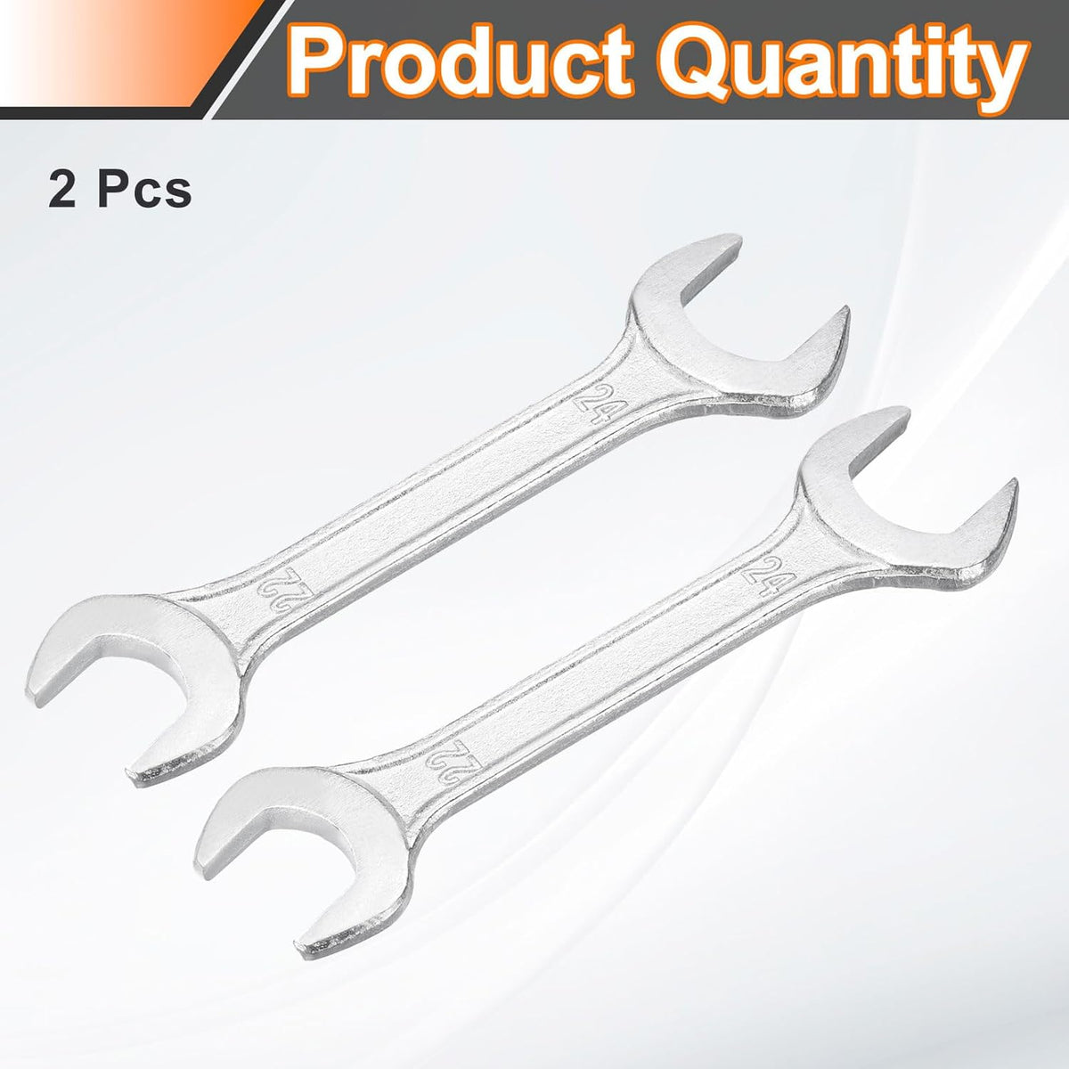 HARFINGTON 2pcs Double Open End Wrench 22mm x 24mm Metric 15 Degree Offset Angle Small Flat Head Wrench Galvanizing Open Ended Spanner for Automotive Repair Furniture Assembly