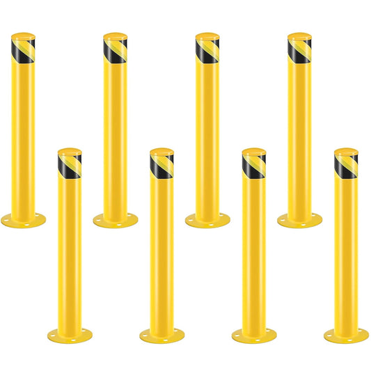 Safety Bollard Post, Steel Bollards,Parking Bollard, Yellow Powder Coated Safety Parking Barrier Post, for Traffic Sensitive Areas (8, 42"H*3"D)