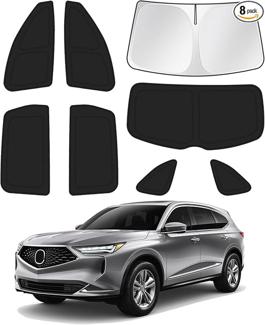 Sunshade for 2021-2025 2026 Acura MDX Accessories Windshield Sun Shade Side Rear Window Shade Cover Sun Visor Shield Privacy Protection Keep Vehicle Cool Black 8PCS