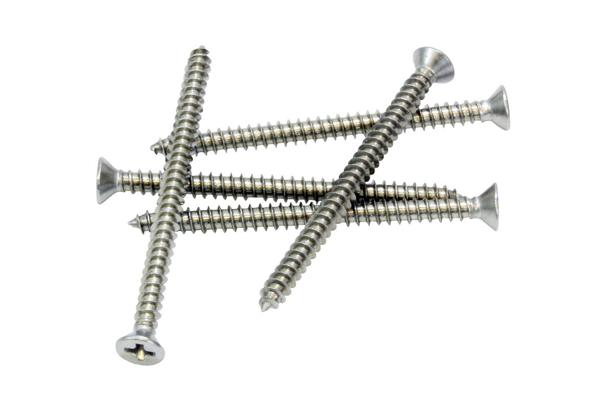 Bolt Dropper #4 x 1-1/4" Stainless Steel Flat Head Phillips Wood Screw, (100 pc), 18-8 (304) Stainless Steel Sheet Metal Screws - Type A Point, Plain Finish