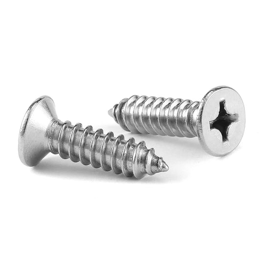 #7 x 5/8" Wood Screw 100Pcs 18-8 (304) Stainless Steel Screws Flat Head Phillips Fast Self Tapping Drywall Screws by SG TZH