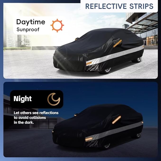 10 Layers Car Cover Custom Fit for Nissan Altima (2002-2024) Waterproof All Weather for Automobiles, Outdoor Full Cover Sun UV Rain Protection.Black