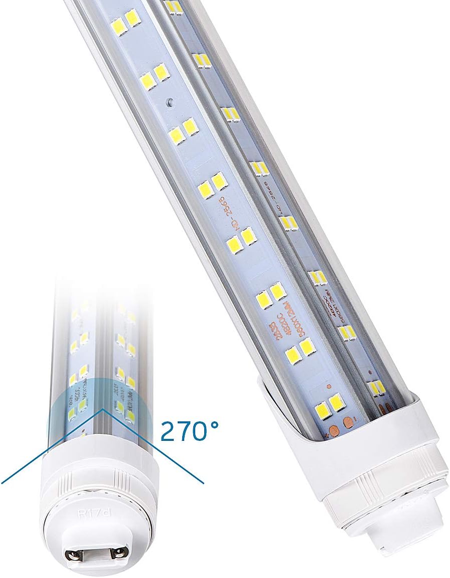 Generic 20 Pcs, 8ft R17D LED Tube Light, F96 t12 HO 8 Foot Led Bulbs, 96'' 8ft led Shop Light, 100-277V Input, 19000LM, Cold White 6000K, Clear Lens