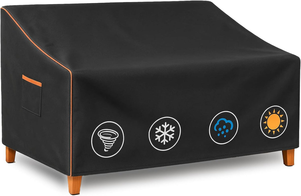 Outdoor Sofa Cover, Waterproof Patio Furniture Cover 60W x 42D x 33H inches Heavy Duty 600D Oxford Fabric Black