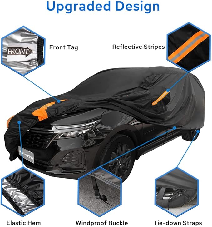 Avecrew SUV Car Cover Waterproof All Weather for Automobiles, Outdoor Heavy Duty Full Exterior SUV Covers (Length: 182"-191")