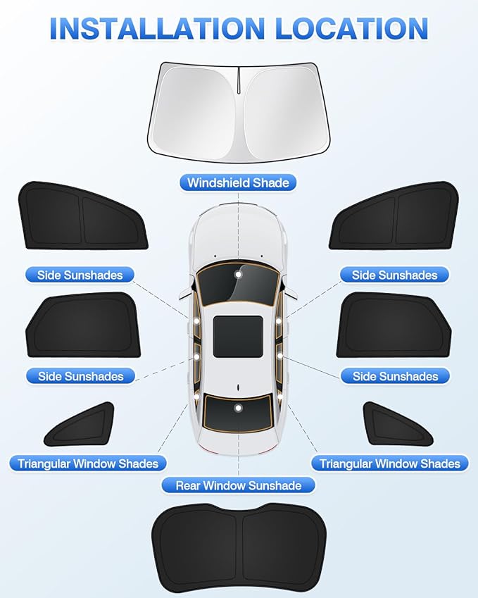 Sunshades for Ford Edge 2015-2024 Accessories Windshield Sun Shade Side Rear Window Shade Cover Sun Visor Shield Privacy Protection Keep Vehicle Cool Black 8PCS