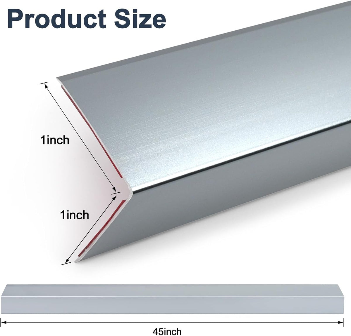 4PCS 45" Aluminum Metal Corner Protectors, Self Adhesive Corner Guards, Metal Wall Edge Protector Strip, Furniture Corner Protectors, Wall Cabinet Baseboard Decoration 45" x 1" (Grey)