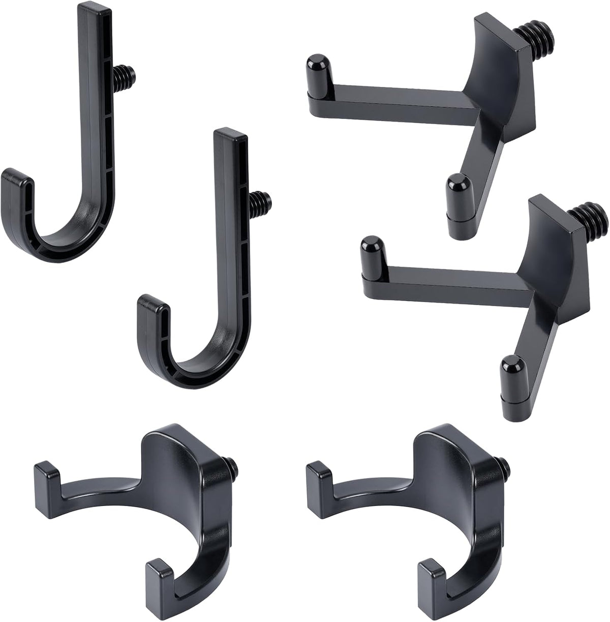 6 Pcs ABS Storage Shed Tool Hooks, Heavy Duty Shed Accessories & Hooks - Compatible with Suncast & Craftsman Sheds, Black J/U/V Shape for Organizing Garden Tools and Hoses in Outdoor Sheds