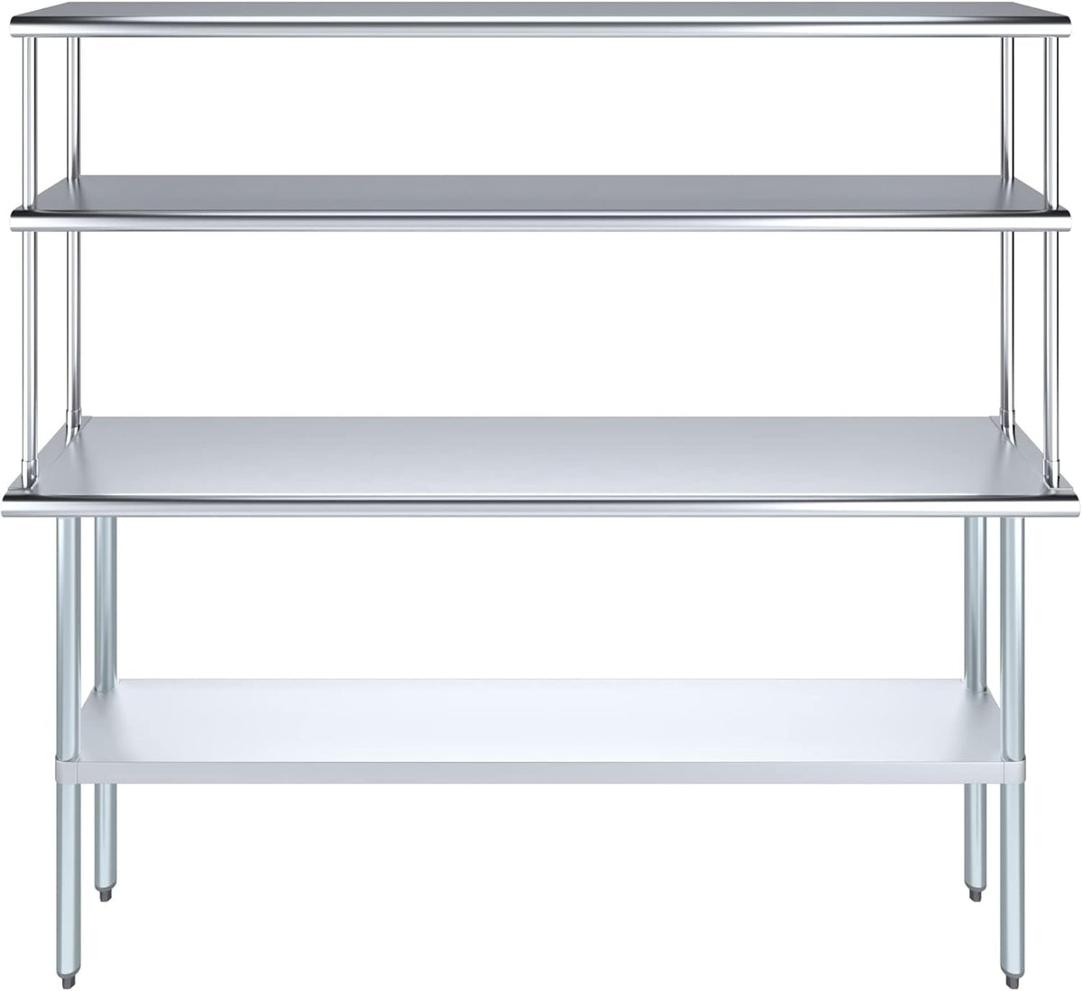Amgood Stainless Steel Work Table Double Tier Overshelf | NSF (14" x 72" Work Table + 12" Overshelf)