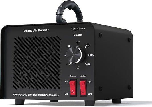 120,000mg/h 0zone Generator High Capacity Ozone Machine & Negative Ion Air Purifier for Home, Car, Pet Odor Removal, O3 Odor Eliminator up to 2,500 Sq. Ft.(Black)