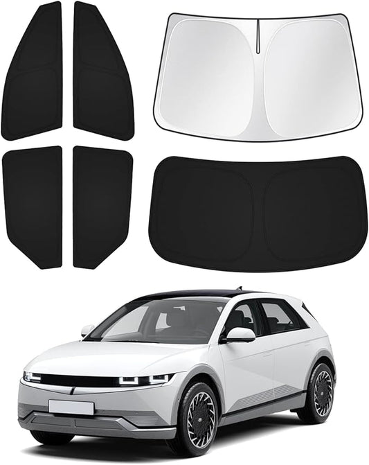 Windshield Sun Shade for Hyundai Ioniq 5 2022-2025 2026 Ioniq 5 Accessories Sunshade Side Rear Window Shade Cover Sun Visor Shield Privacy Protection Keep Vehicle Cool Black 6PCS