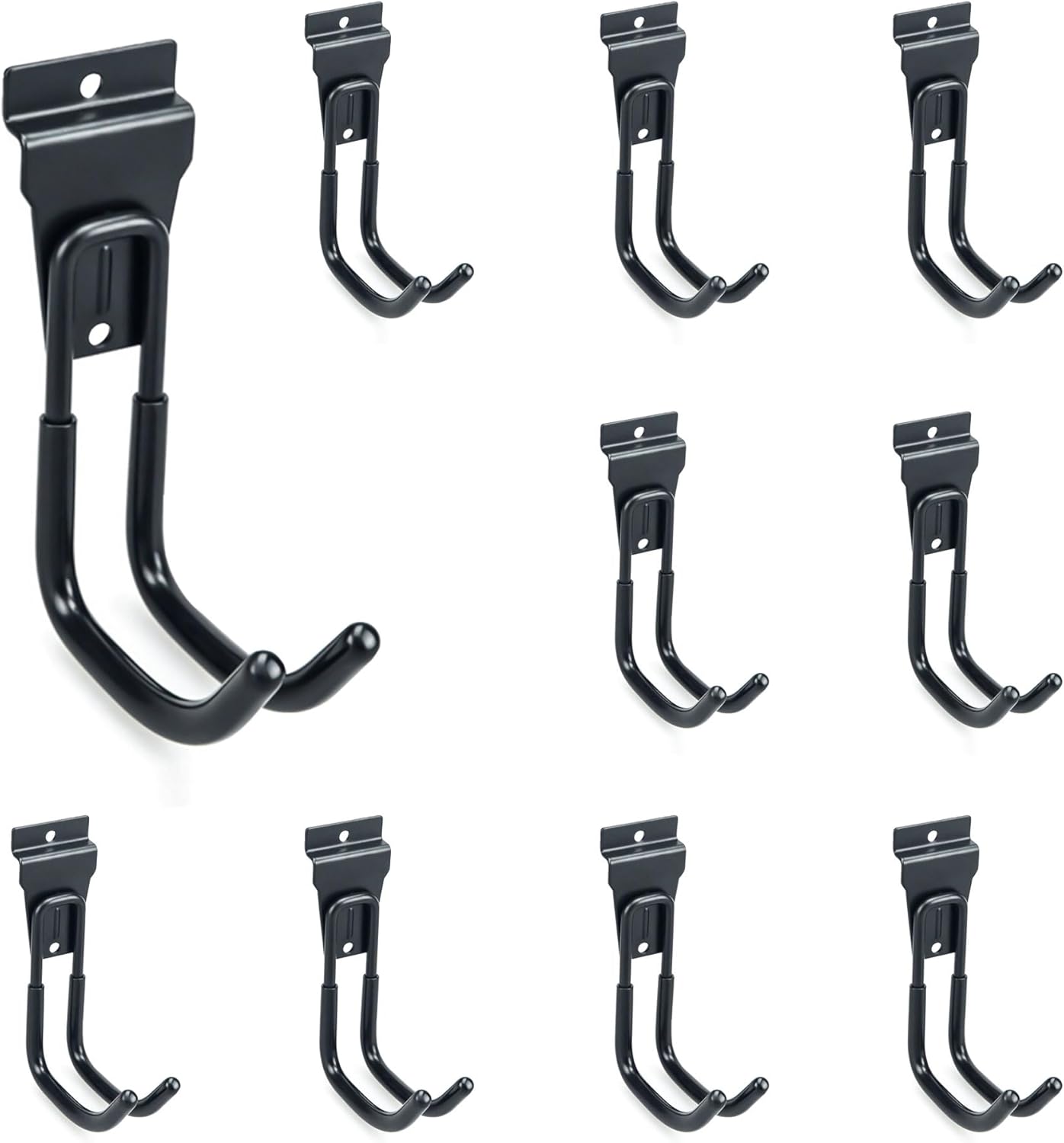 Slatwall Hooks Heavy Duty Slat Wall Accessories Garage Large J Slatwall Hooks Assortment, Slatwall Panel Hooks, Black(10 Pack)