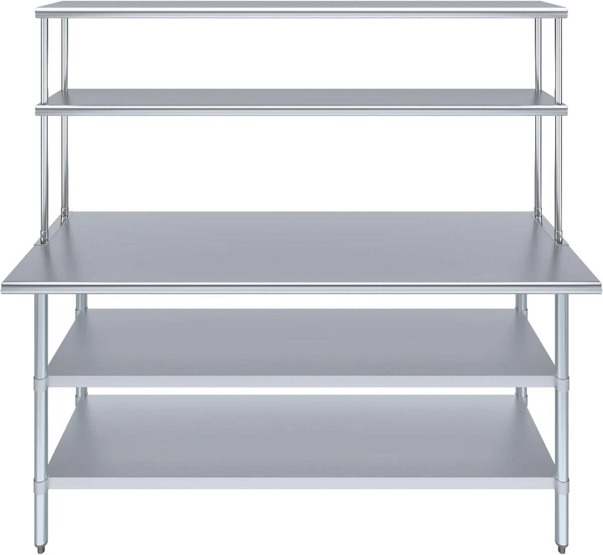 Amgood Stainless Steel Work Table with 2 Shelves | Metal Kitchen Prep Table & Shelving Combo (24" x 72" Table with 2 Shelves + 12" Overshelf)