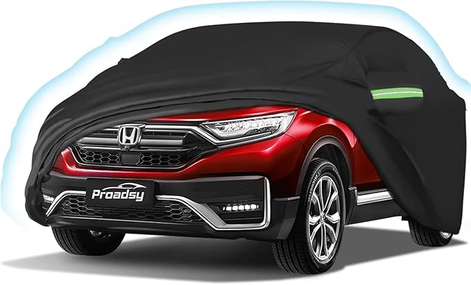 Proadsy Car Cover for Honda CRV 2017-2023 2024 2025 2026, Waterproof All Weather for Automobiles, Windproof Snowproof Rain Hail Sun UV Protection Full Outdoor Indoor Exterior Car Covers, Black