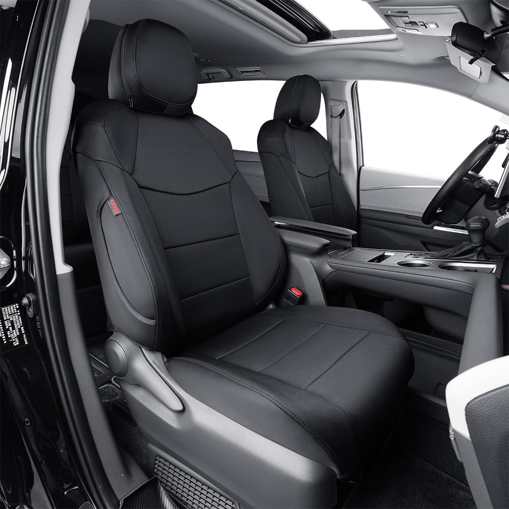 EKR Sienna Seat Covers for 2021 2022 2023 2024 2025 Toyota Sienna LE, XLE,8 Seats,2nd Row 4/2/4 Split,Waterproof Seat Covers Full Set for Trucks,Car Seat Protectors - Three Row,Neoprene (Black)