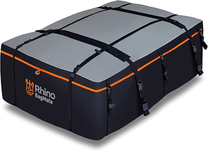 Military-Grade Waterproof Roof Bag - Rooftop Cargo Carrier – 19 Cubic Feet. (540L) with 4 Door Hooks, Zipper/Buckle Closure, Extra Strap – Black Roof Bag for Cars with or Without Rack