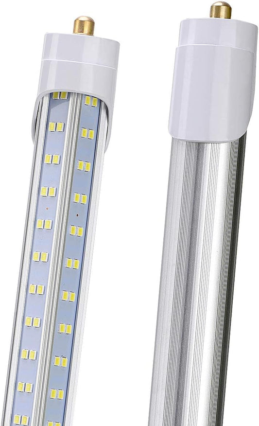 4 Pack, 120W 8ft Led Bulbs, 19500lm 6000k 8' Led Bulb, V Shaped Clear Cover T8 Led Tube Lights 8ft, T8 Led Bulbs 8 Foot, 8' Led Replacement for T8 T10 T12 F96t12 Fluorescent Tubes