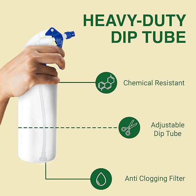 Spray Bottle Nozzle Replacement, Bottle Tops Only - Sprayer Nozzle Triggers for Heavy Duty, Commercial, Home Cleaning Solutions - Fits 8,16,24,32 oz Plastic & Glass Bottles, Blue 3 Pack