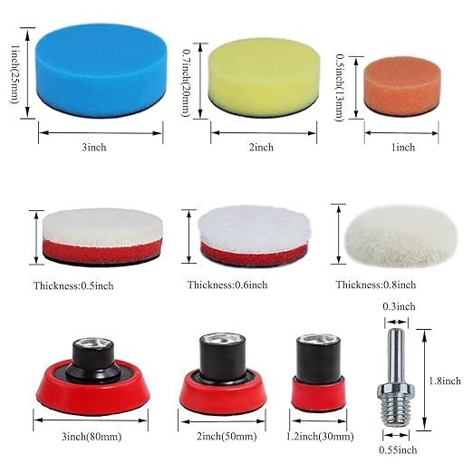 Car Foam Polishing Buffing Kit,Polishing Buffing Pads,Wool Pads,Polishing & Buffing Wheels,for Headlights & Car Body Car Foam Car Wax & Buffer Kits (44)