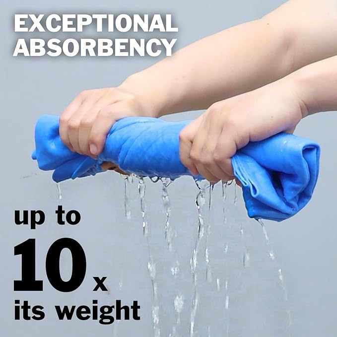 3 Pack Premium XL Shammy Cloth for Car Drying, 34”x25” Chamois Towel for Car, Super Absorbent Shammy Towel for Car, Reusable Soft Car Drying Towels