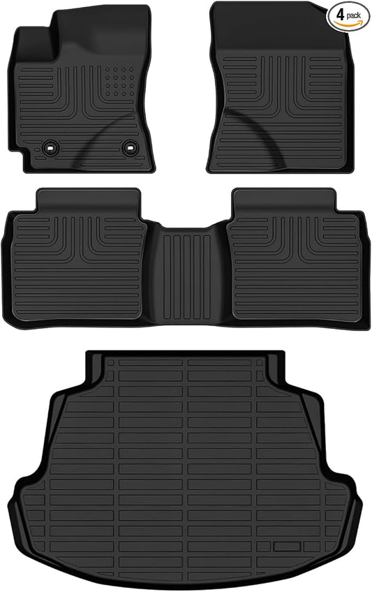 Wayhigh-All Weather Floor Mats and Cargo Liners Set for Corolla Sedan 2014-2019(Only Sedan), Heavy Duty Car Floor Liners TPE Car Mats Corolla Accessories