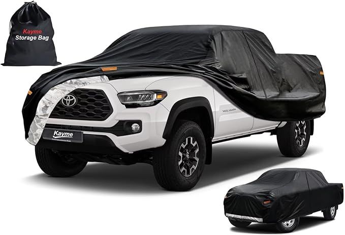 Kayme Truck Cover Custom Fit Toyota Tacoma(1995-2012) Xtra/Extended Cab Short Bed. Full Exterior Heavy Duty Outdoor Pickup Truck Car Cover Waterproof All Weather.Car Tarp for Wind Sun Dust Protection.
