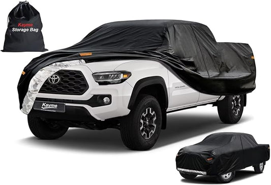Kayme Truck Cover Custom Fit Toyota Tacoma(1995-2012) Xtra/Extended Cab Short Bed. Full Exterior Heavy Duty Outdoor Pickup Truck Car Cover Waterproof All Weather.Car Tarp for Wind Sun Dust Protection.