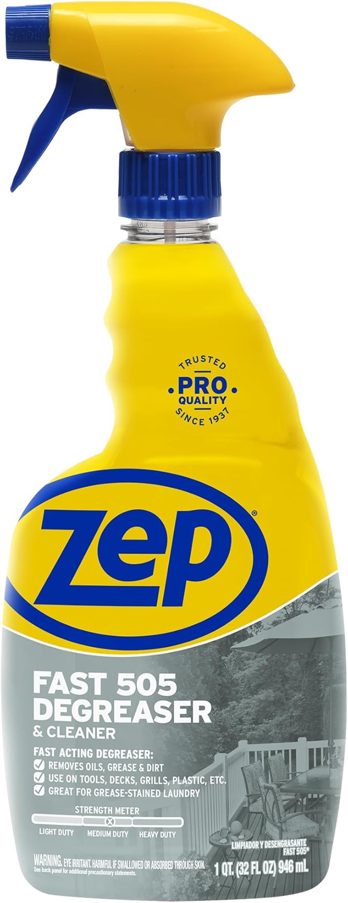 Zep Fast 505 Cleaner and Degreaser - 32 oz (Case of 4) - ZU50532 - Great for Grills, Plastics, Metal, and More