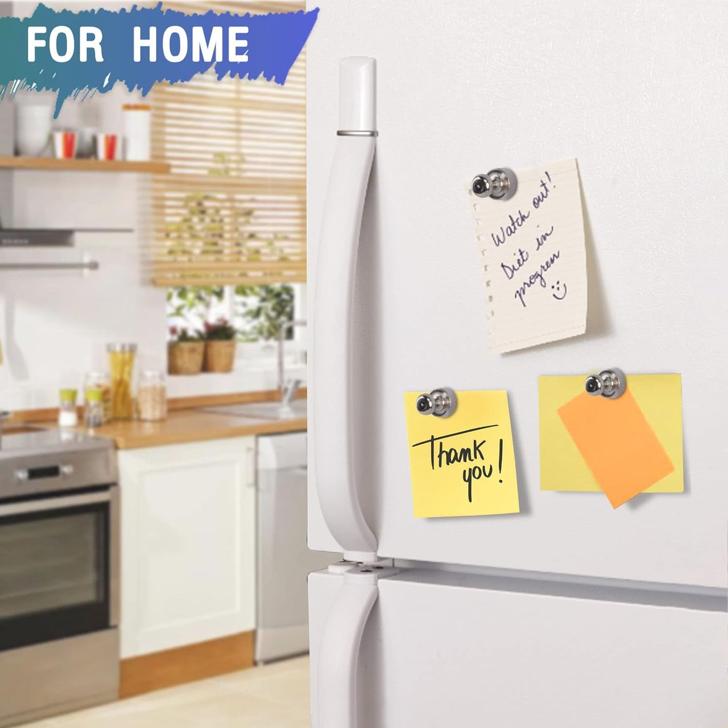 10Pack Fridge Magnet, Push Pin, Strong Rare Earth Magnets for Whiteboard Refrigerator, Small Neodymium for Kitchen Home