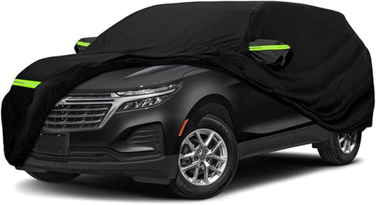 Waterproof Car Cover Compatible with 2005-2025 Chevrolet Equinox LS/LT/RS/Premier, 420D Oxford Cloth Black All Weather Car Covers with Zipper Door for Snow Rain Dust Protection
