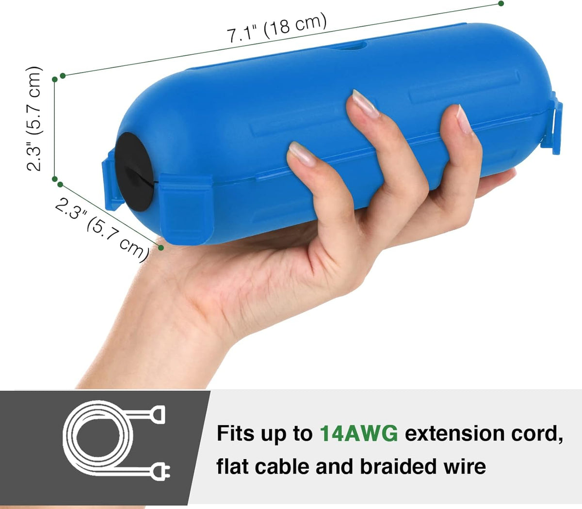 Flemoon [3 Pack] Outdoor Extension Cord Cover, IP44 Waterproof Box and Safety Housing Case, Ideal to Protect Outdoor Plugs, Electrical Connections, Holiday Decoration Lights, Size Small, Blue