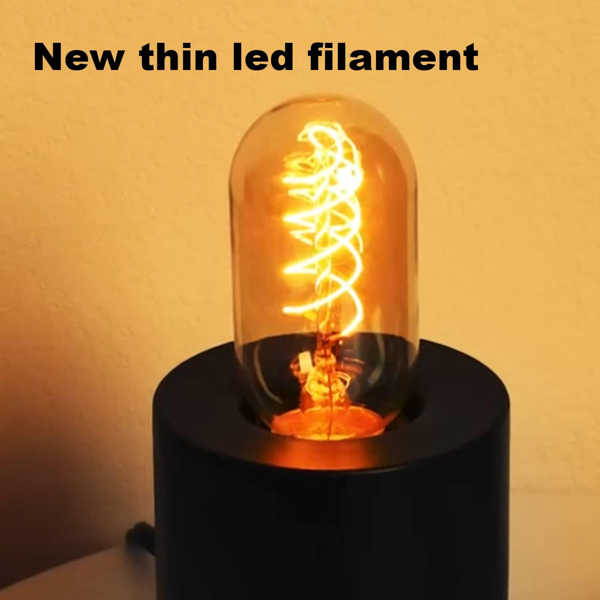 Vintage LED Spiral Filament Bulb T14, E26 Base, 4W Equivalent, 40W Warm White, 2200K, Dimmable, AC120V, 400LM, Amber Glass, Pack of 4