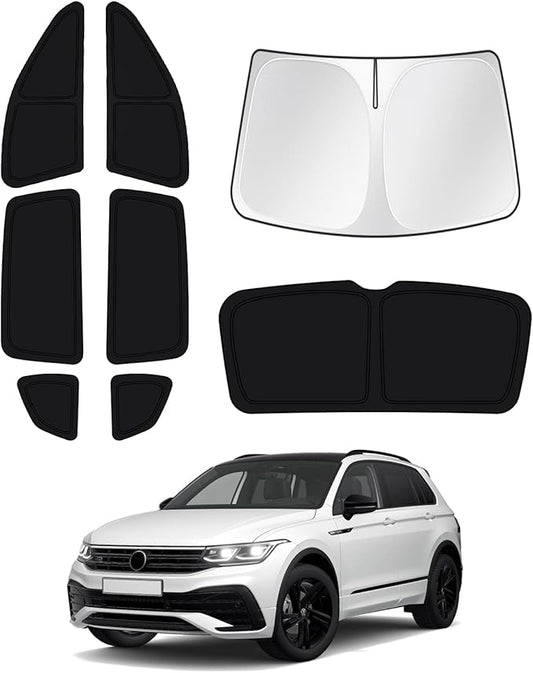 Windshield Sun Shade for 2018-2023 Volkswagen VW Tiguan Side Rear Window Shade Cover Sun Visor Shield Privacy Protection Keep Vehicle Cool Black 8PCS