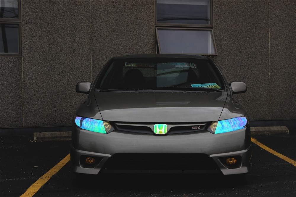 LED LIGHT 12 by 48 inches Self Adhesive Shiny Chameleon Headlights Tail Lights Fog Lights Films,Film Sheet Sticker,Tint Vinyl Film with Gift Knife and Hand Tool (Green)