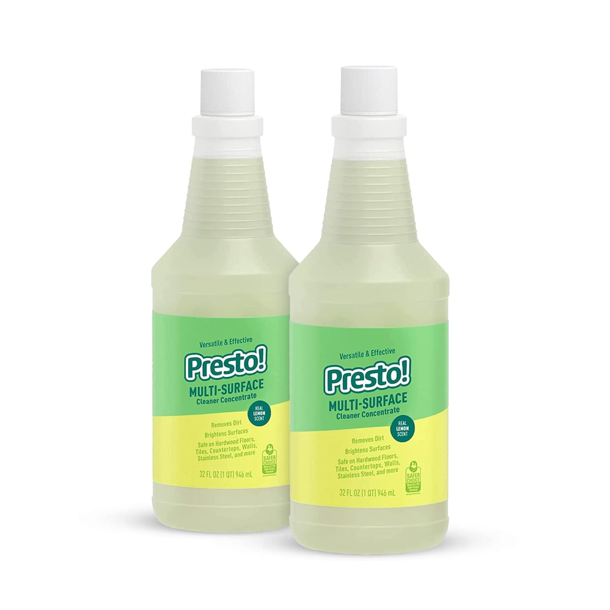 Amazon Brand - Presto! Multi-Surface Cleaner Concentrate, 2X Concentrated Formula, Lemon Scent, 32 fl oz (Pack of 2)