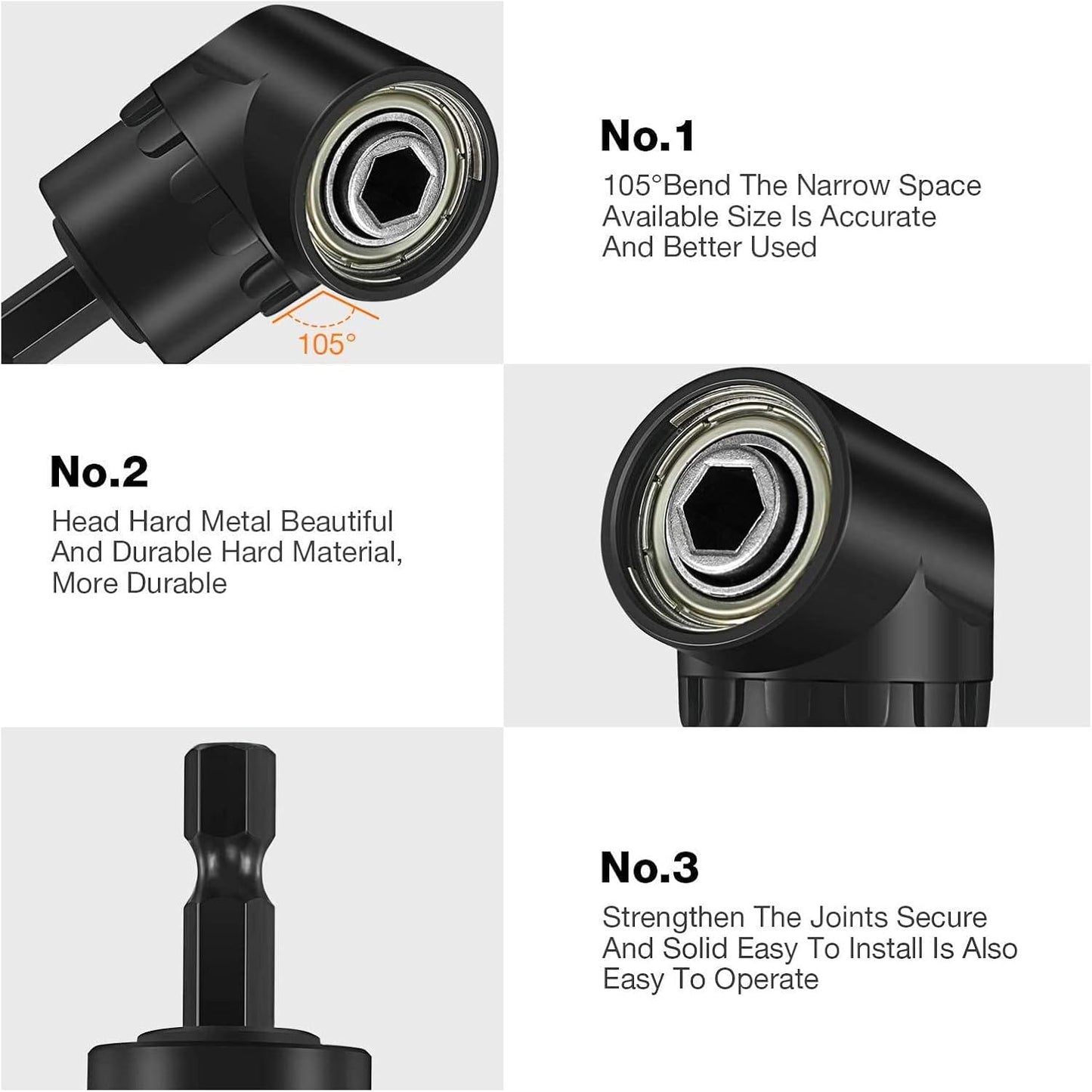 17Pcs Flexible Drill Bit Extension, Include 3Pcs Rotatable Socket Adapter 2Pcs Hex Shank 105° Right Angle Drill Attachment 10 Short Screwdriver Bits 90° Angled Bits and Bendable Extension