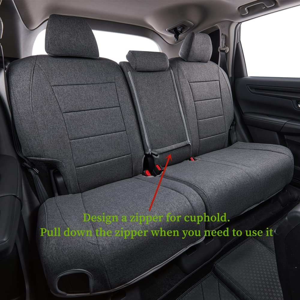 coverdream CRV Seat Covers Custom Fit for 2017-2021 2022 Honda CRV LX,EX,SE,EX-L,Touring,Hybrid,Fully Covered,Airbag Compatible UV Resistant Polyester Car Seat Protector(Full Set,Gray)