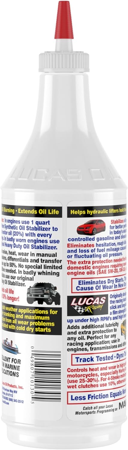 Lucas Oil 10130 Pure Synthetic Oil Stabilizer - 1 Quart (Pack of 2)