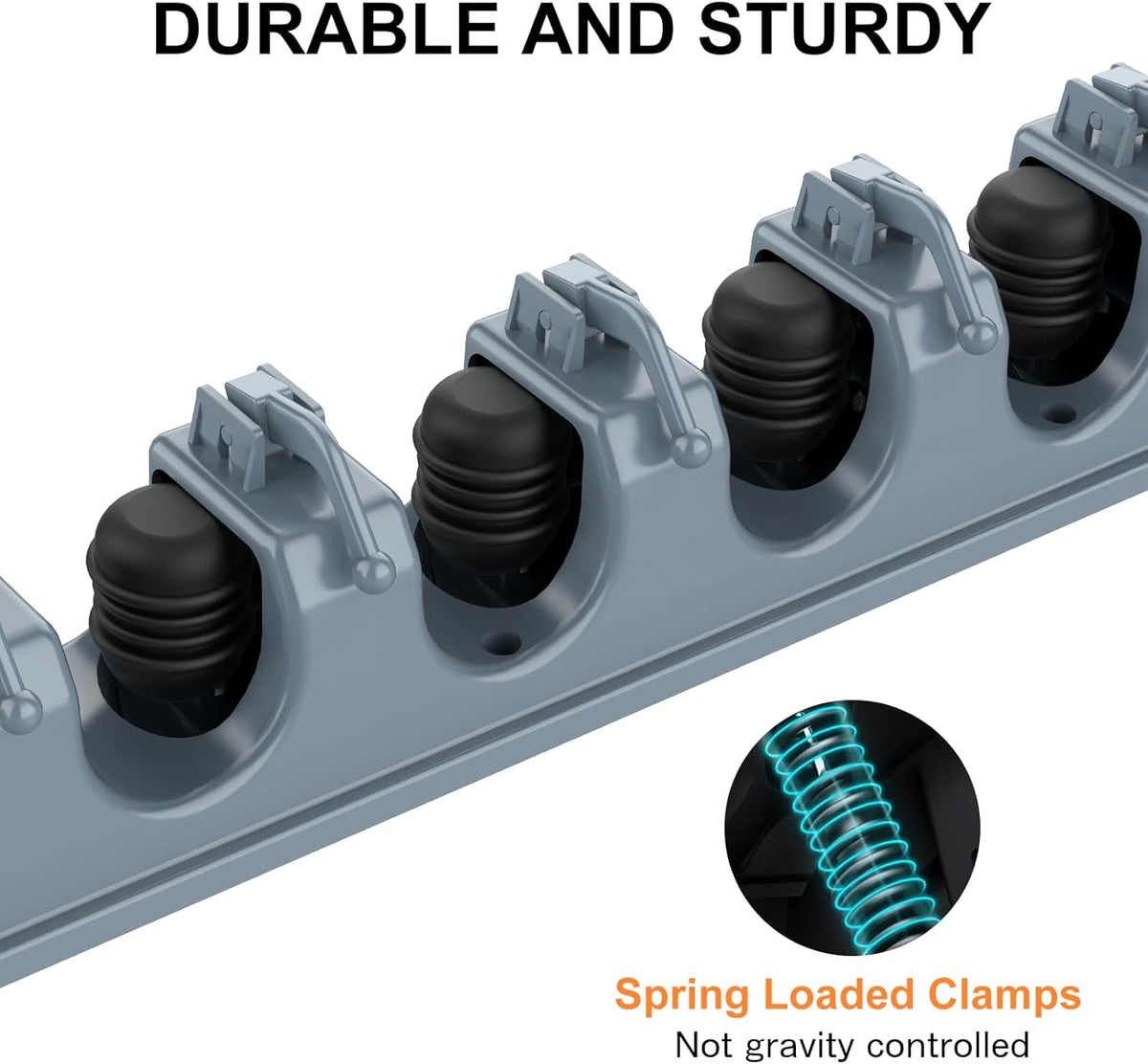 nacena Broom Holder Wall Mount, 2 Packs grey Wall Hanging Garden Tool & Utility Closet Organizer Mop & Broom Hook Wall Mounted Heavy Duty Broom and Mop Organizer Wall Hanging for Bathroom, garage